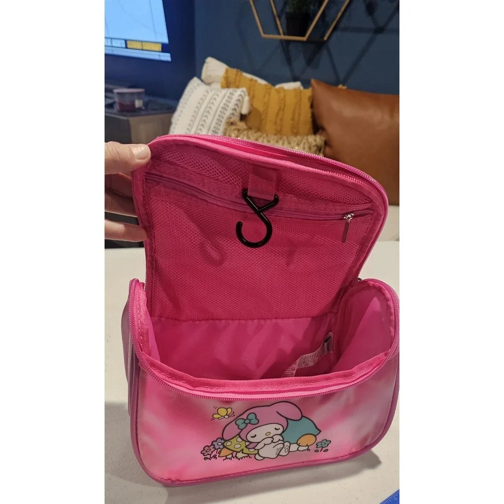 MINISO My Melody Travel Toiletry Bag‎ Hanging Organizer Pink Double Zip w/ Hook
